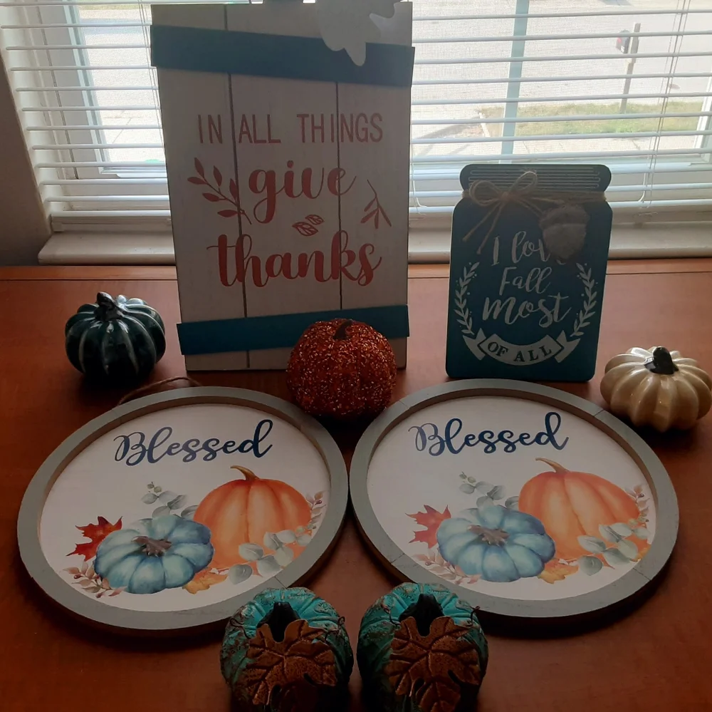 Fall Decor Turquoise 9 Piece Bundle
